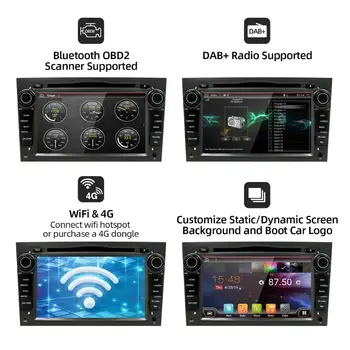 2 din Quad core Android 10 Automobilių magnetofonas GPS DVD Grotuvas, Opel Astra H, Vectra Corsa Vectra B C G paramos OBD2 su wifi