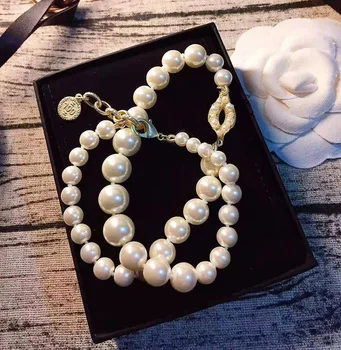 2-sluoksnio moterų pearl choker perlų karoliai moterų vestuvių dovana 2020 m.
