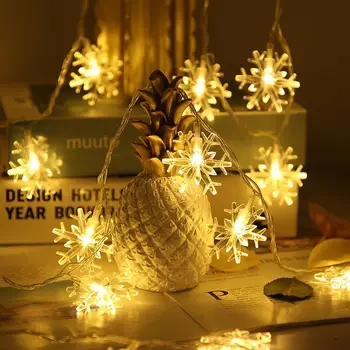 20 LED Styginių Šviesos Girlianda Snaigės Šiltai Balta Kalėdų Eglučių Papuošalai, Namų Vestuvės, Kalėdos anime Dekoracijos Žibintai