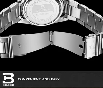 2016 BINGER Nardymo Serijos Sporto Laikrodžiai Vyrams Kvarco Žiūrėti Prabangos Prekės ženklo Laikrodį, Plieno, atsparus Vandeniui Laikrodis B-9203M