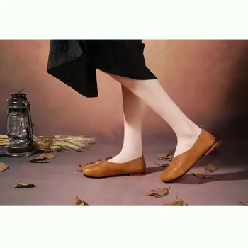 2017 Originalus Vintage Meno rankų darbo batai, Prekės ženklo Mikropluošto Odos Butai Moterų Batai Seklių burną Atsitiktinis Mados Moterų Batai