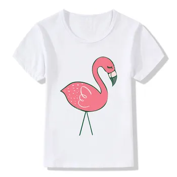 2018 Vaikų Rožinis Flamingas Egzotinių Paukščių Marškinėliai Mergaitės Berniukai Vasaros Viršūnes, Vaikų trumpomis Rankovėmis Drabužius, Vintage Kūdikių marškinėliai,HKP2150