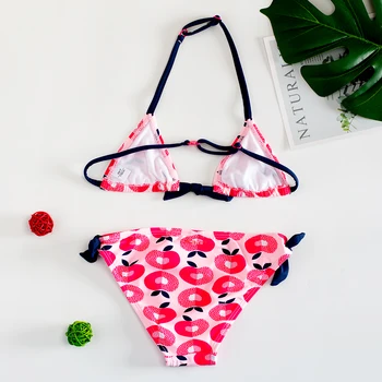 2019 Merginos Bikini maudymosi kostiumėlis Dviejų Vienetų Vaikų Mergaičių Vasaros Maudymosi Kostiumai Mielas Raudonas Obuolys Paplūdimio 4-14years 9011