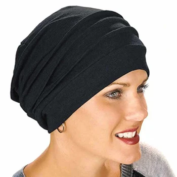 2020 Elastinės Medvilnės Turbaną Skrybėlę Musulmonišką Hidžabą vientisa Spalva Moterys Šiltos Žiemos Skarelė variklio Dangčio pagal Hijabs Bžūp chemo skrybėlę