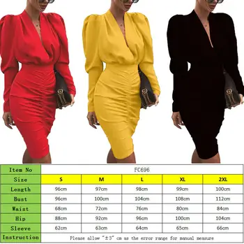 2020 Karšto Naujas Elegantiškas Moterų Verslo Biuro Suknelė Oficialų Bodycon Apvalkalą Pieštuku Suknelės Moterų Sexy V Kaklo Ilgio Sluoksniuotos Rankovėmis Suknelė