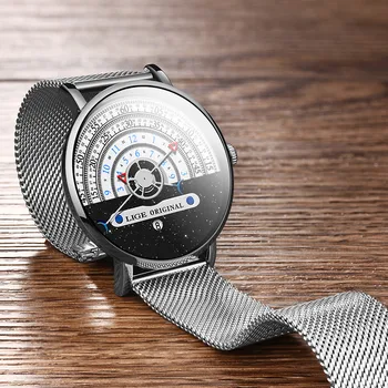 2020 LIGE Mados Unikalaus Dizaino Žiūrėti Vyrams, Vandeniui Sporto Tinklelio Diržo Laikrodžiai Vyrams Data Kvarcinis Laikrodis Laikrodis Relojes Hombre