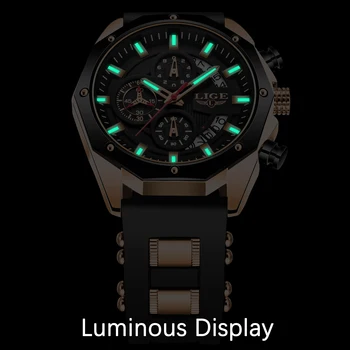2020 LIGE Naujas Sporto Mens Watches Viršuje Prabangos Prekės ženklo Žiūrėti Vyrams, Silikoninis Laikrodis atsparus Vandeniui Kvarcinis Laikrodis Relogio Masculino