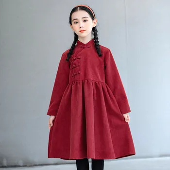 2020 M., Nauja Rudens Žiemos Paauglių Mergaičių Derliaus Velvetas Suknelė Korėjos Vaikų Saldus Drabužių Mada Vaikams Merginos Princesė Suknelė, #9170