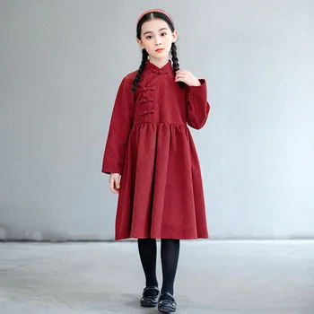 2020 M., Nauja Rudens Žiemos Paauglių Mergaičių Derliaus Velvetas Suknelė Korėjos Vaikų Saldus Drabužių Mada Vaikams Merginos Princesė Suknelė, #9170