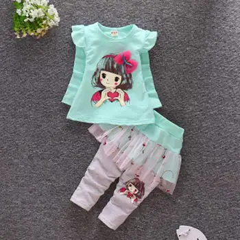 2020 m. Pavasarį ilgomis Rankovėmis Vaikų Set Girls Cartoon Sijonas, Dviejų dalių Komplektas ilgomis Rankovėmis Spausdinti Mergina Baby Set