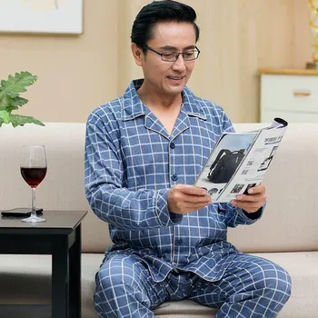 2020 m. Rudenį Medvilnės Pajama Komplektai Vyrams, Patogus vyriški Sleepwear Atsitiktinis Paprasta Ilgą Rankovėmis Vyrų Plius Dydžio Pižamą