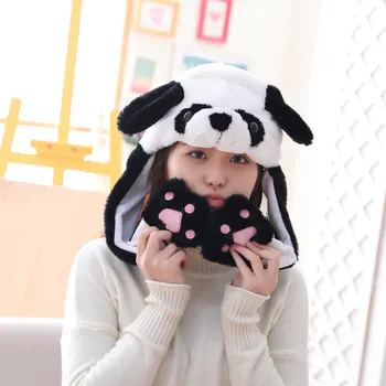 2020 M. Žiemos Šalis Juda Skrybėlę Triušio Ausis Pliušinis Panda Mielas Oro Pagalvių Dangteliai Juda, Šokinėja Kepurės Vaikams, Cartoon Katytė Juokinga Žiupsnelis Bžūp