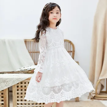 2020 Mergaitės Paauglės Balta Nėrinių Vestuvės Suknelės Vaikams Suknelė Mergina Vaikų Drabužius Pavasario Rudens 6-16Y Šeimos Rungtynės