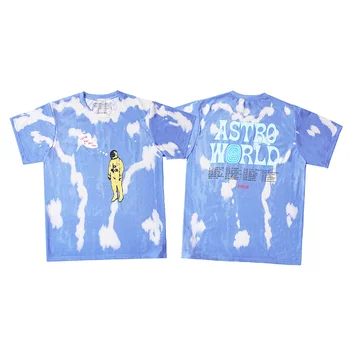 2020 metų Vasaros Stiliaus Scott Travis ASTROWORLD Astronautas Spausdinti Moterys Vyrai tie dažai T shirts tees Hiphop Vyrų Medvilnės T shirts