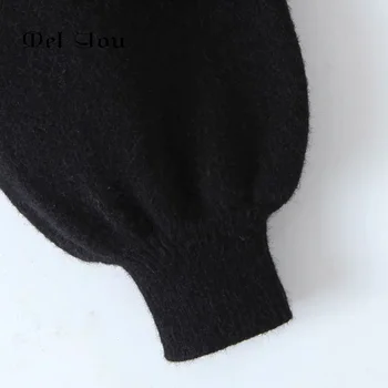 2020 moterų žiemos siūlės juodos ir baltos spalvos kontrasto spalvų houndstooth apvalios kaklo megztinis ilgomis rankovėmis mados šiltas viršų MET051