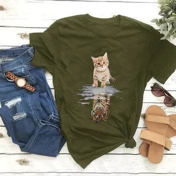 2020 Naujas Cool T-shirt Vyrai/Moterys 3d Marškinėlius Spausdinti Katinas virsta Tigru Trumpas Rankovės Vasaros Viršūnes Tees marškinėliai Male S-3XL lašas laivas