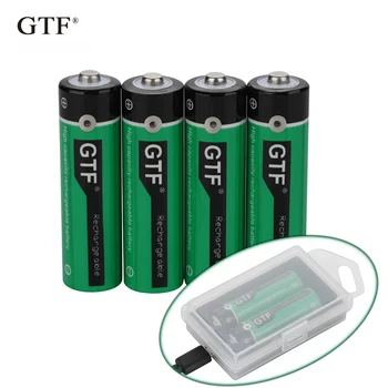 2020 NAUJAS GTF1.5V USB AA li-ion Baterija 2800mwh 1900mah talpa li-polimero USB įkraunama baterija, Dėžutė, USB laidas