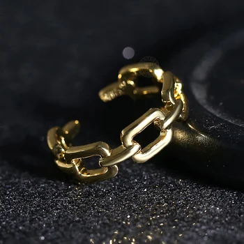 2020 Naujas Mados 6mm Aukso Spalvos Rolo Nuorodą Grandinės Atidaryti Žiedas Moterims Vyrai Paprasti Žiedai, Papuošalai, Dovana, keičiamo dydžio GR65
