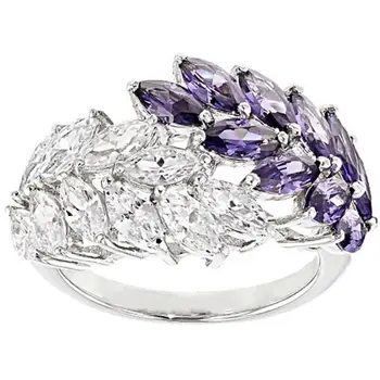 2020 Naujas Mados Elegantiška Moteriška Violetinė Arklių Akių Cirkonis Žiedas 925 Sterlingas Sidabro Sparnų Formos Senovinių Vestuvinių Žiedų Moterims
