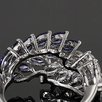 2020 Naujas Mados Elegantiška Moteriška Violetinė Arklių Akių Cirkonis Žiedas 925 Sterlingas Sidabro Sparnų Formos Senovinių Vestuvinių Žiedų Moterims