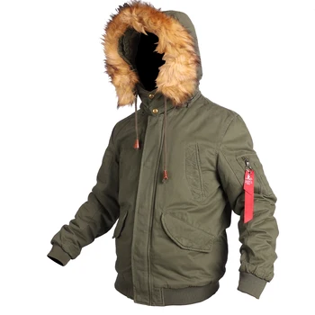2020 Naujas N2B Stiliaus Skrydžio Jacket Mens Armijos Kailiniai su Gobtuvu Parko Karinis Bombonešis Kailis Žiemą Storas