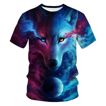 2020 Naujausias Wolf 3D Spausdinimo Gyvūnų Kietas Juokingi Marškinėliai Vyrams trumpomis Rankovėmis Vasarą Topai Marškinėliai, Marškinėliai Vyrams Mados marškinėlius