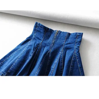 2020 naujų korėjos džinsinio audinio sijonas vientisos spalvos mados klostuotas sijonas susiėmę aukšto juosmens buvo plonas, laukinių moterų sijonas