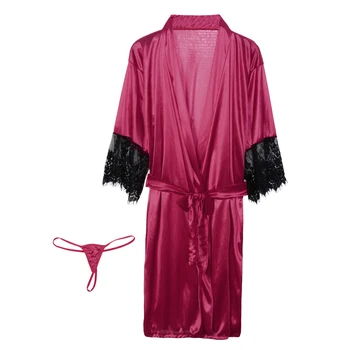 2020 Seksuali Pižama Sleepwear Pavasario Vasaros moteriški Chalatai Ponios Nuotaka Kimono Skraiste Satino Nėriniais Naktį Dėvėti Suknelė Sleepwear Chalatas