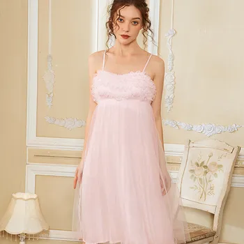 2020 Seksualus Nėriniai Moterų Pižamą Sleepwear Vasaros Mielas Princess Palace Retro Naktį Suknelės Šalis Laisvalaikio Akių Nightdress