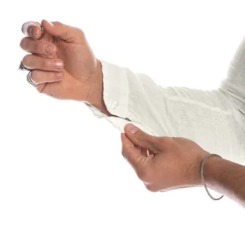 2020 Vyrų Baltos Spalvos Marškinėlių Iškirptę Be Apykaklės Mygtuką Kietas Paplūdimys, Long Sleeve Top Atsitiktinis Blusas Marškinėliai Vyrams Havajų Camisas Para Hombre