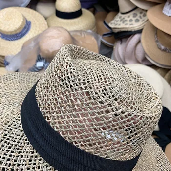 202006 - TAIY140 naujų Gamtinių sūrus žolės audimo paplūdimio kepurė vyrams, moterims laisvalaikio panama DŽIAZO skrybėlę