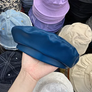 202007-JJ036 naujų rudens dirbtiniais odos kieta panele beretė bžūp vyrai moterys street laisvalaikio dailininko skrybėlę