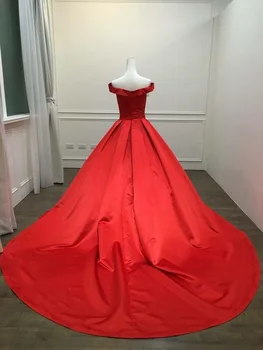 2021 Elegantiškas Paprasta Raudona Prom Dresses V Kaklo Kamuolys Chalatai Bžūp Rankovėmis Satino vestidos de formatura Backless Atspindintis Suknelė