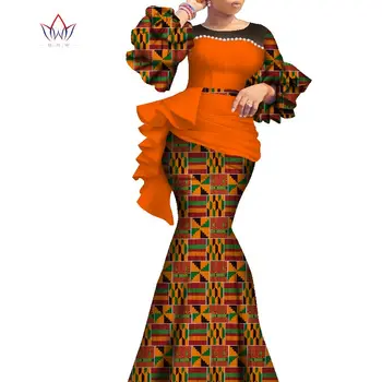 2021 Ilgai Afrikos Suknelės Moterims Dashiki Nigerija Tradicinių Vestuvių Suknelė heidi bazin Riche Vaškas pearl Suknelė Žibintų Rankovės WY7769