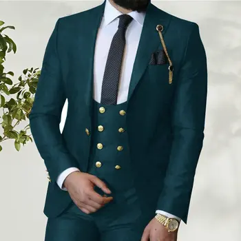 2021 Kostiumas Homme italijos Verslo Slim Fit 3 Gabalus Royal Blue vyriški Kostiumai Jaunikis Prom Tuxedos Groomsmen Blazer Vestuvių