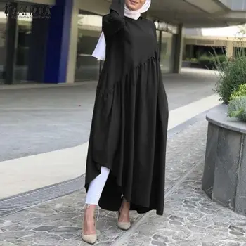 2021 m. Rudenį Kietas Kaftan Derliaus Atsitiktinis Musulmonų Suknelė ZANZEA Moterys ilgomis Rankovėmis Ilgas, Maxi Vestidos Moterų Plius Dydis 5XL Islamo Skraiste