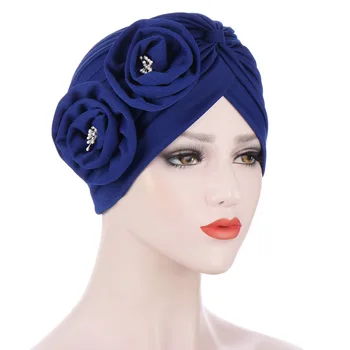 2021 Madinga Moterų Gėlės Variklio Dangtis, Hijab Šalikas Musulmonų Mazgas Twist Turbaną Kepurės Ponios Plaukų Slinkimas Chemo Bžūp Arabų Galvos Apsiaustas Indijos Skrybėlę
