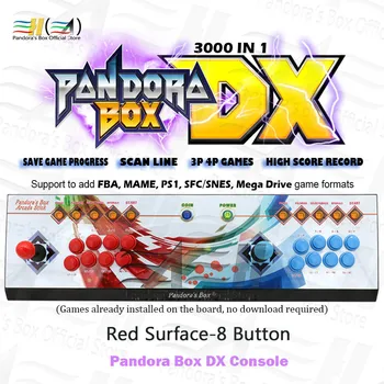2021 Naujas 8 Mygtuką Custom Pandora Box DX konsolės 3000 1 3D žaidimas paramos fba mame ps1 SFC/SNES MD žaidimas išsaugoti žaidimą gali 3P 4P