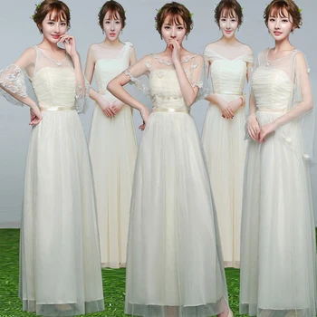 2021 Naujas Rožinis Pilka Ilgai Bridesmaid Dresses Moterų Apdaras Nuotakos Sesers Vestuves Suknelė Tiulio Nėrinių Suknelė Baigimo Vestidos