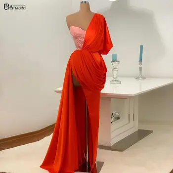 2021 Naują Oficialią Suknelės Moterims Šalis, Vestidos De Fiesta Vieną Petį Oranžinės spalvos Šifono Brangioji Seksualus Plyšio Ilgai Vakare Gown