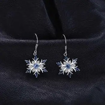 2021 Naujų Korėjos Stiliaus Inkrustacijos Su Šviečia Mėlyna Kristalų Sniego Modelio Gėlių Auskarai Romantiškas Moterims Išskirtinį Juvelyrikos Dovanų