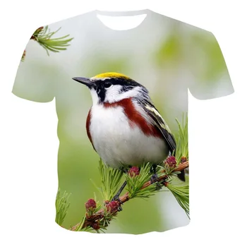 2021 Vasaros 3D vyriški T-shirt Paukščių Trumpas Rankovėmis T-Shirt O-Kaklo Didelio Dydžio Gyvūnų Spausdinti Viršuje Prarasti Atsitiktinis Marškinėliai (pritaikomas)
