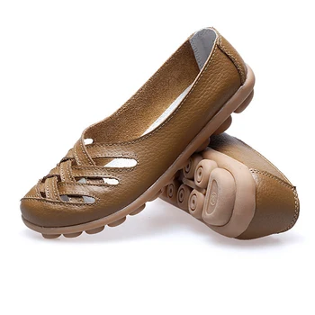 2021 Vasaros sandalai moterims butas batai cut-out motina mokasīni, paslysti ant baleto butai natūralios odos batus moteris avalynė WSH2677