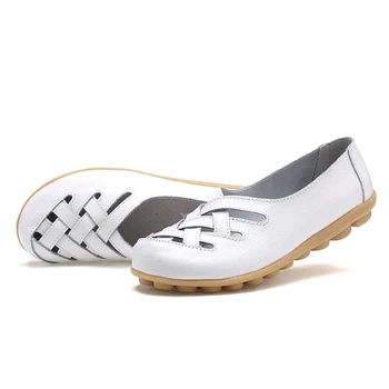 2021 Vasaros sandalai moterims butas batai cut-out motina mokasīni, paslysti ant baleto butai natūralios odos batus moteris avalynė WSH2677