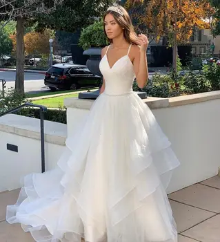 2021 Vestuvių Suknelė Brangioji Valymo Traukinio Rankovių Tiulio Balta Nuotakos Suknelė Be Rankovių Žavinga Kamuolys Suknelė Moterims Užsakymą