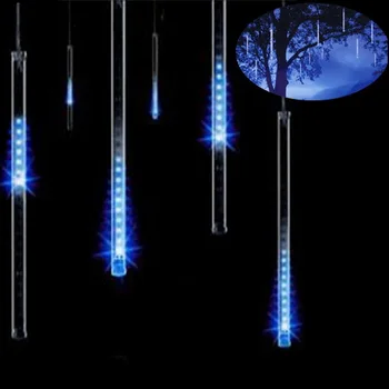20CM Meteoras Dušas Lietaus Vamzdžiai LED Šviesos Kalėdų, Vestuvių Sodo Puošmena 100-240V/EU Balta Šilta Mėlyna Spalvinga