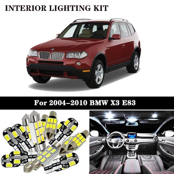 22Pcs Balta Canbus Klaidų led Automobilių salono apšvietimas Paketo Komplektas 2004-2010 m. BMW X3 E83 led vidaus reikalų svarstymą Dome Kamieno šviesos