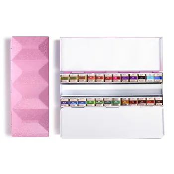 24 Spalvų Kieto Akvarelė Nešiojamų Alavo Box Set Akvarelė Blokuoti Mixable Tepamas Pigmento Menininkas Studentų Naujokas