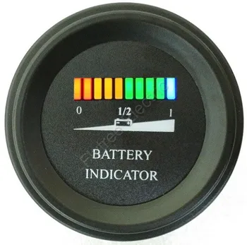24V Apvalios baterijos indikatorius 10 Bar Skaitmeninis LED Baterijos Išsikrovimo Indikatorius metro LSV NSV golfo vežimėliai