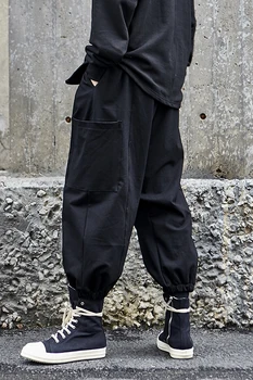 27-46 ! 2019 NAUJŲ vyriškų drabužių Mados Kirpykla Prarasti Hip-hop Plataus kojomis Atsitiktinis Kelnės plius dydis dainininkas kostiumai